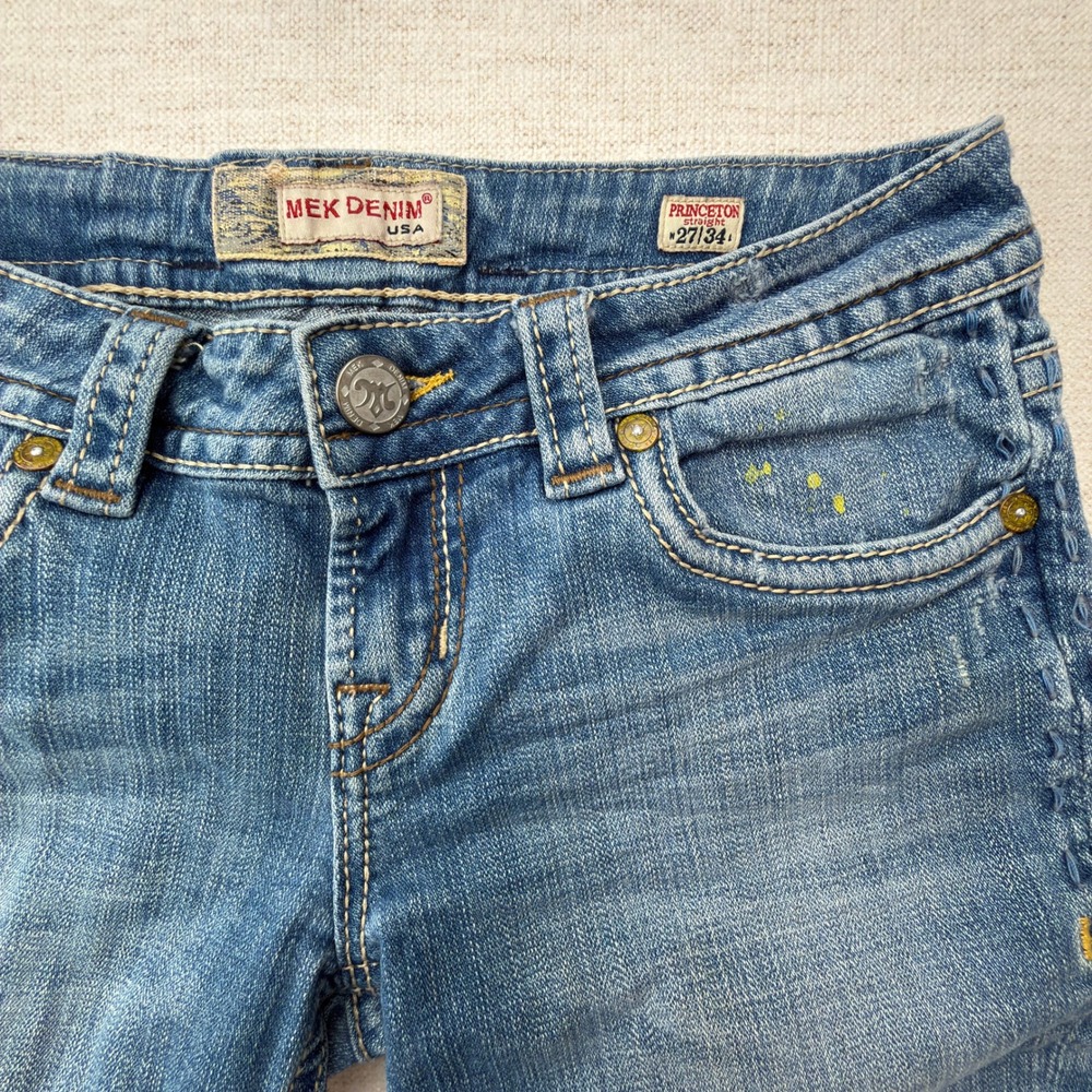 MEK Denim Princeton Jeans Womens 27 Embroidered Straight Light Blue Y2K W1PRINS4 - Picture 11 of 11